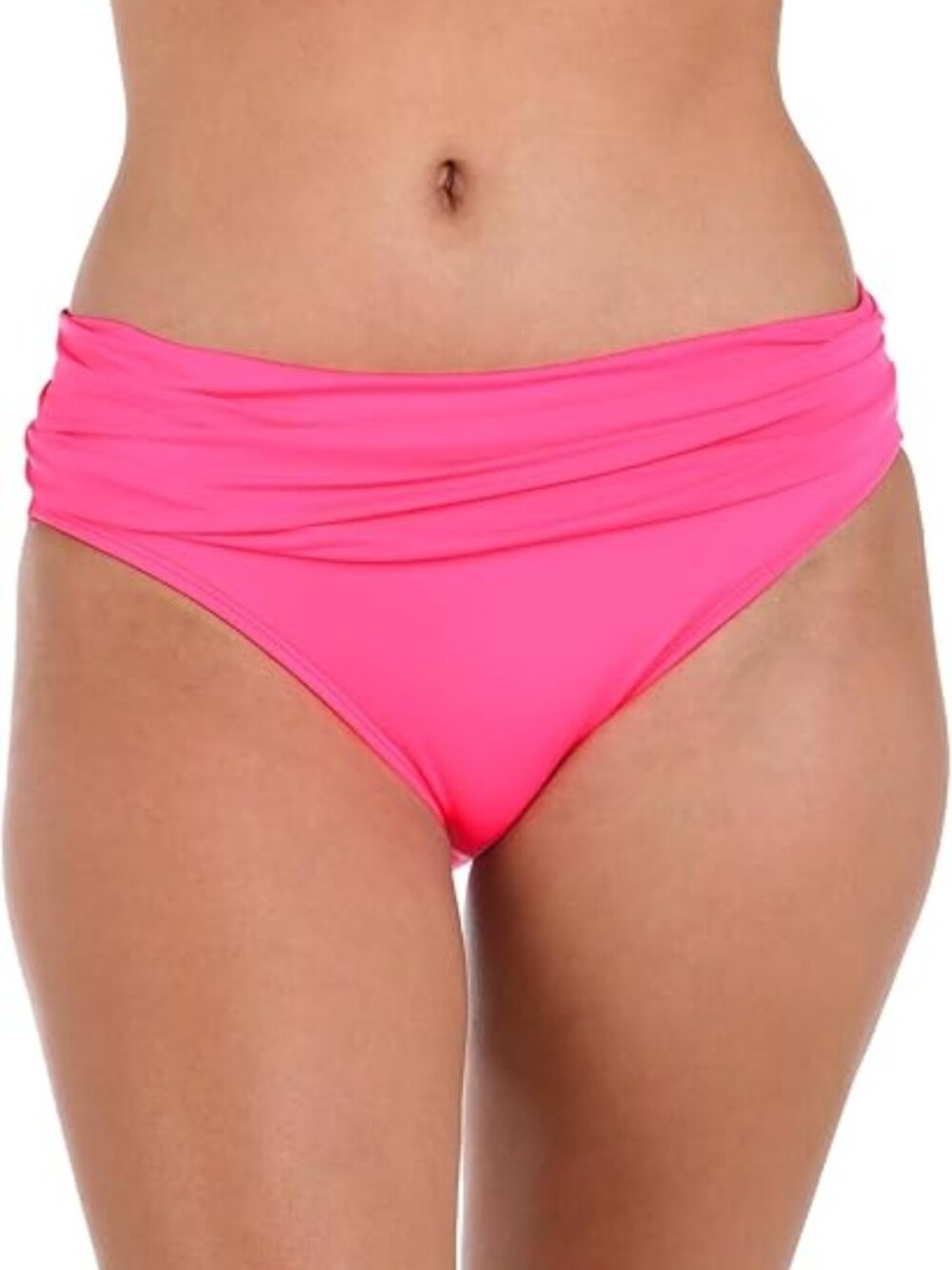 ✨ La Blanca Island Goddess Shirred Band Hipster Bikini Bottom Pink 10 NWT
